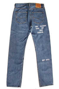 denim with print and embroidery W32L34