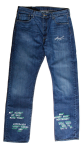 denim with print and embroidery W36L34