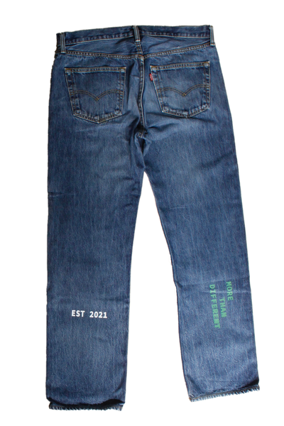 denim  with print and embroidery W36L34