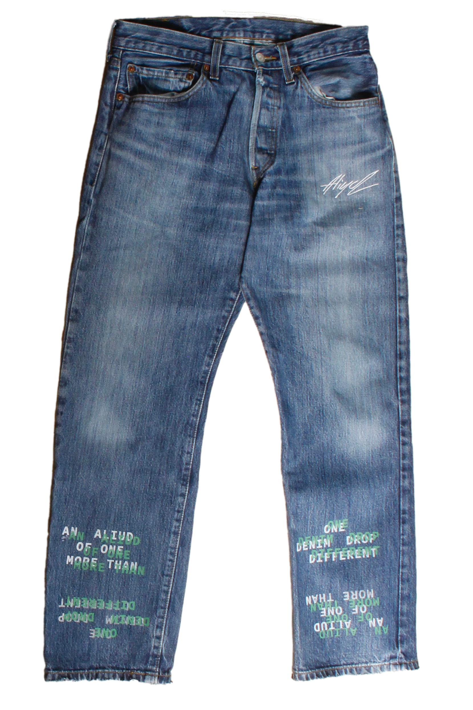 denim with print and embroidery W32 L30